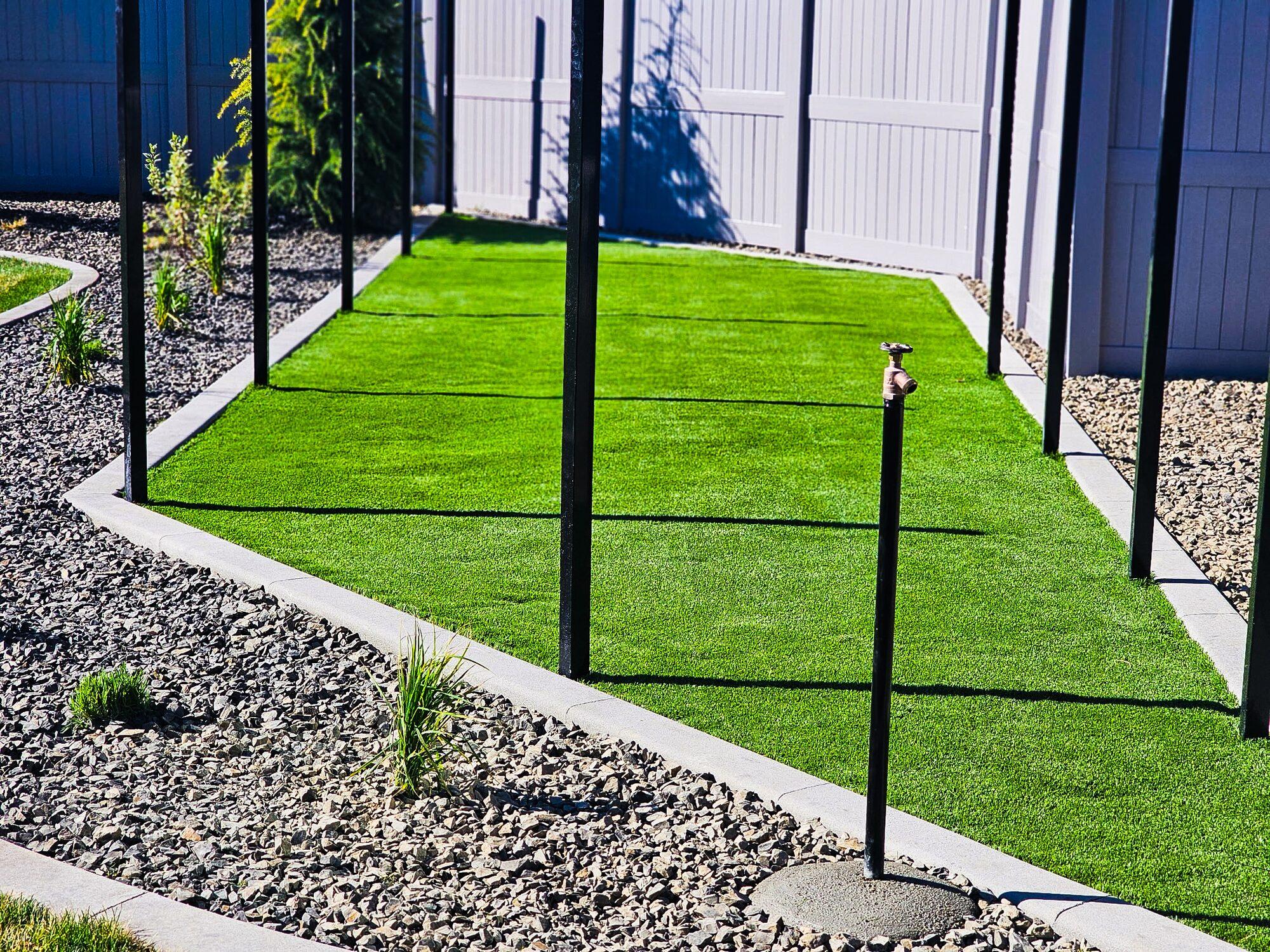 Lush artificial turf lawn